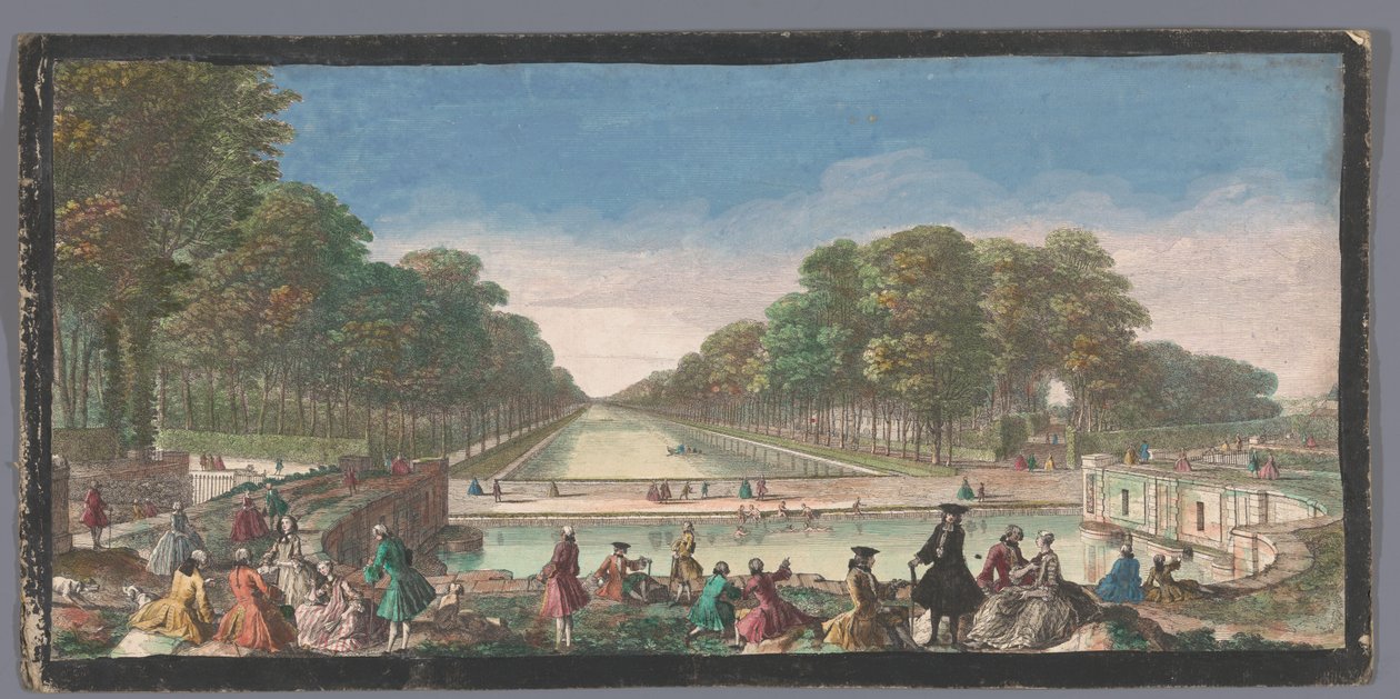 Udsigt over Canal Grande i haven ved Palais de Fontainebleau Veüe du Canal, Fontainebleau (titel på objekt) af Anonymous