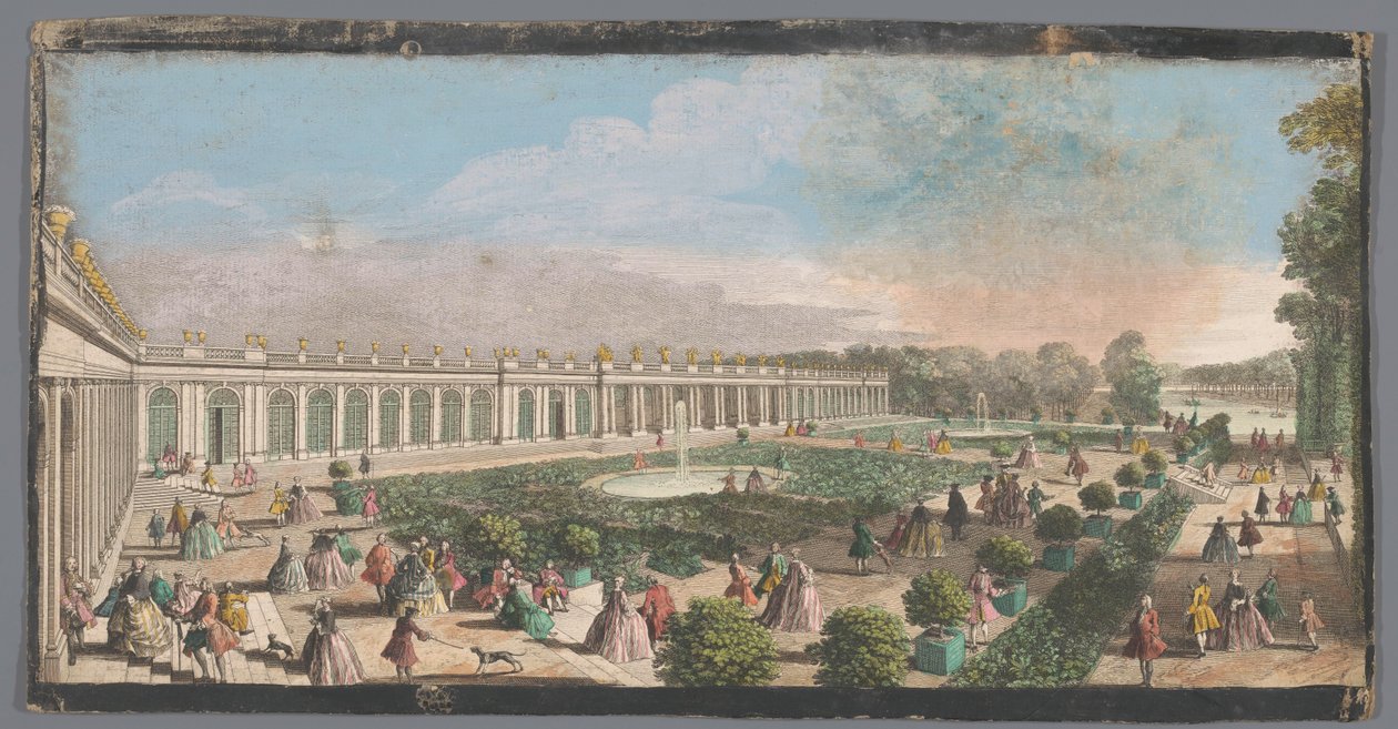 Udsigt over Grand Trianon i Versailles have Udsigt over Château de Trianon fra siden af ​​parterren (titel på objektet) af Anonymous