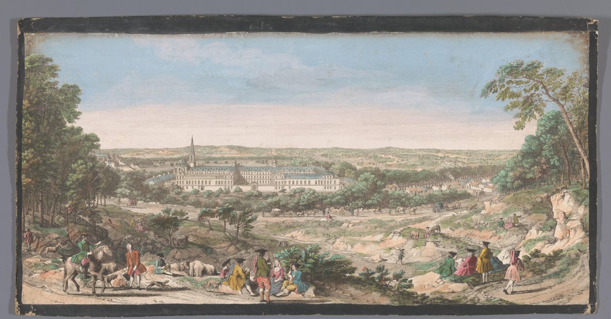 Se det kongelige hus Saint-Louis te Saint-Cyr Udsigt over landskabet og kongehuset St. Cir (titel på objekt) af Anonymous