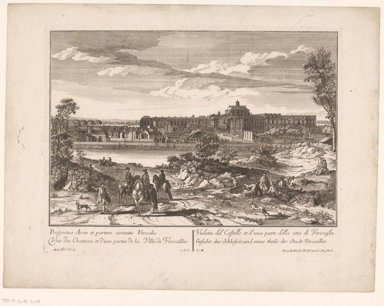 Udsigt over slottet i Versailles og en del af byen Prospectus Arcis et partem civitatis Versailles / Udsigt over slottet og en del af byen Versailles / Udsigt over slottet og en del af byen Versailles / Udsigt over slottet og af Anonymous