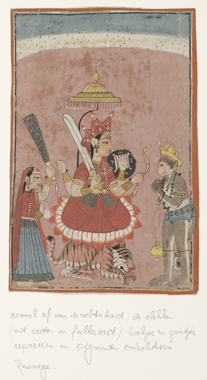 Gudinde Durga og Hanuman af Anonymous