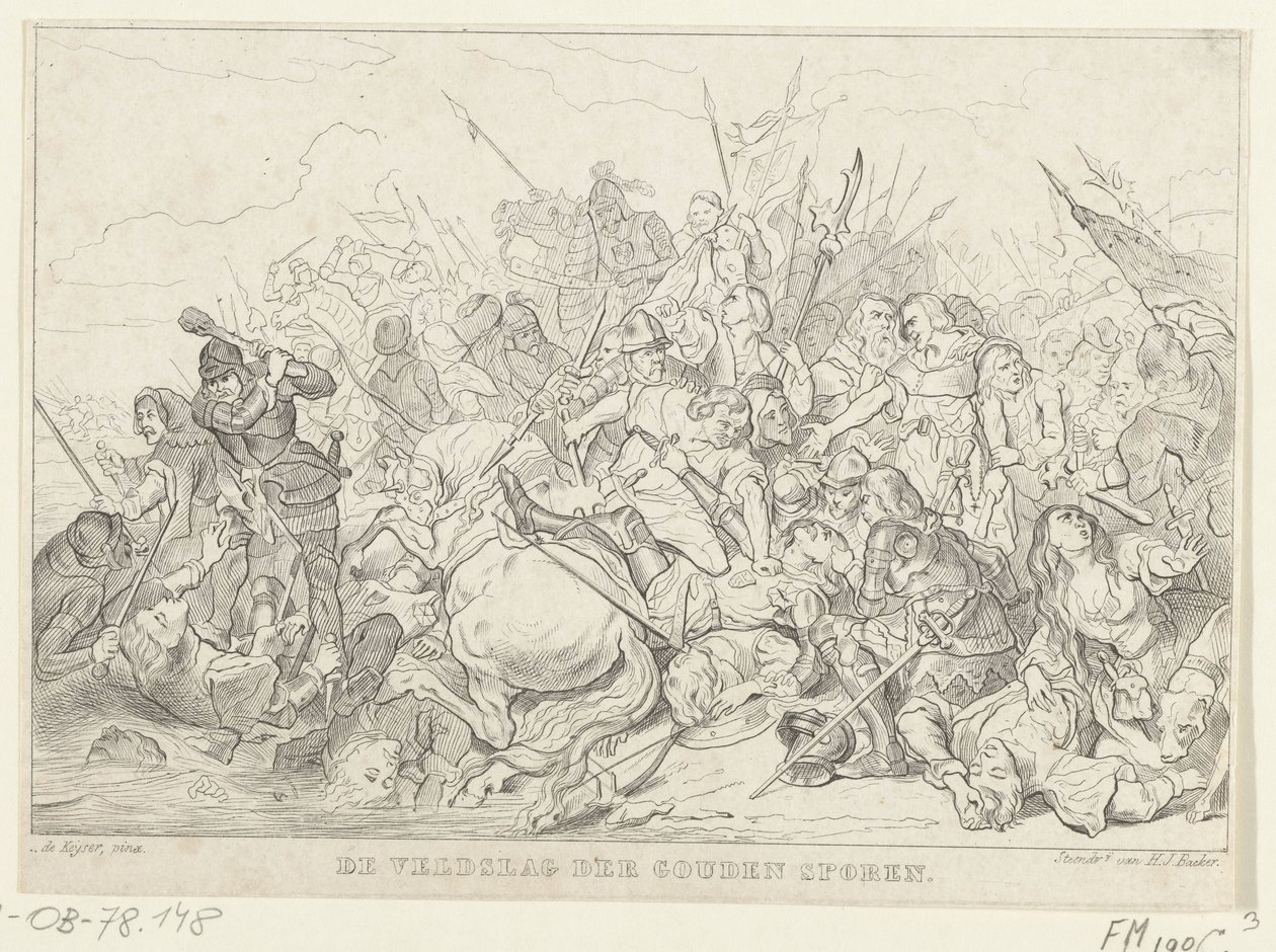 Battle of the Golden Spurs, 1302 The Battle of the Golden Spurs (titel på objekt) af Anonymous