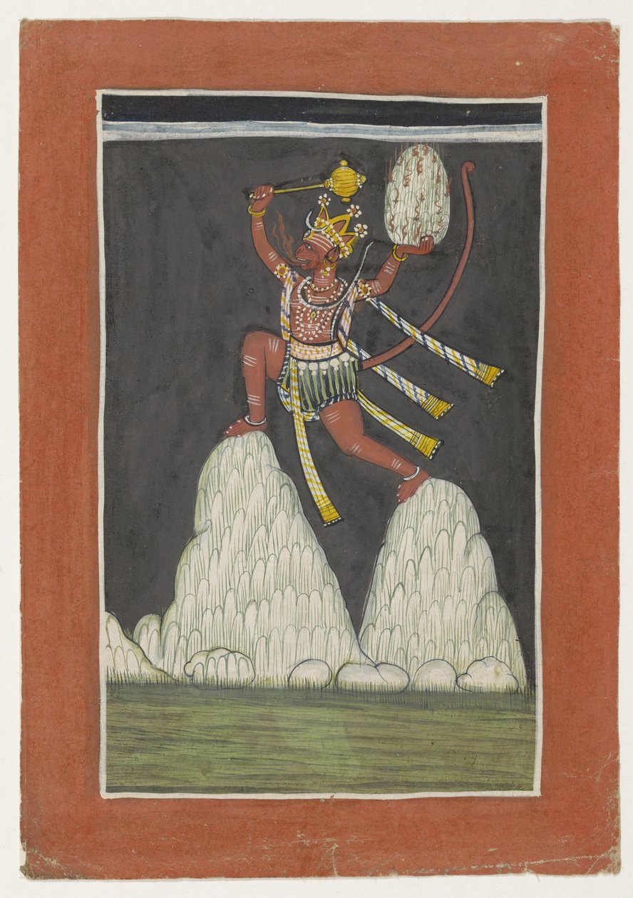 Hanuman hopper på bjergtoppe af Anonymous