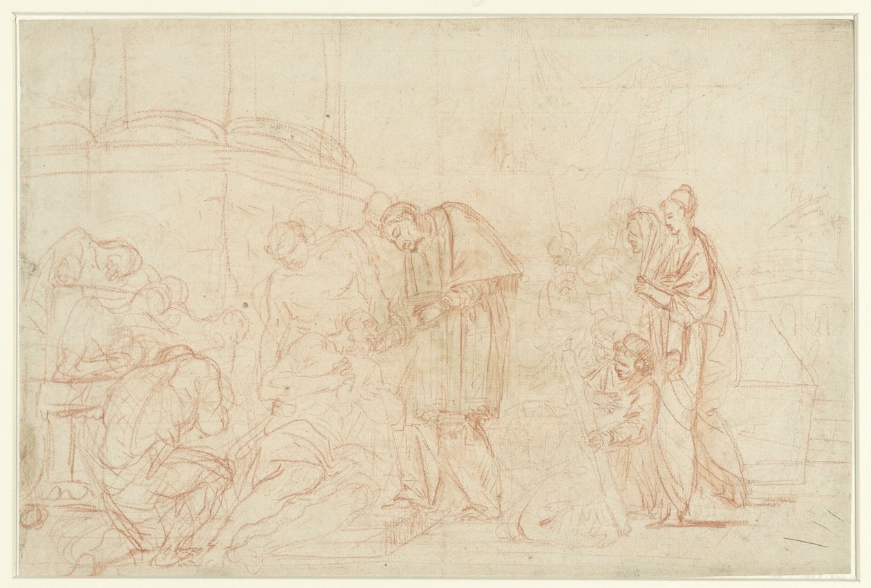 Sankt Charles Borromeo besøger pestofrene af Anonymous