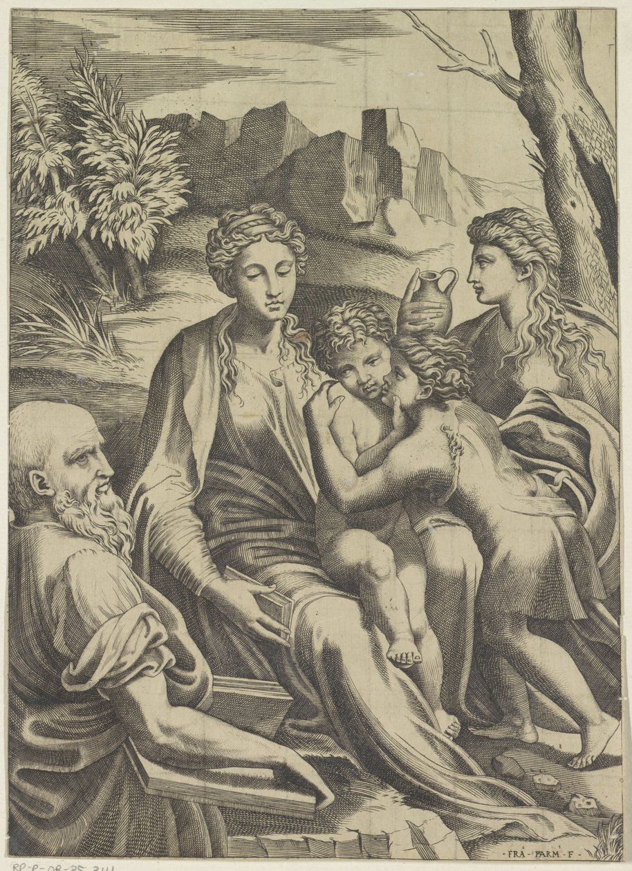 Hellig Familie med den unge Johannes Døberen og Maria Magdalene af Anonymous