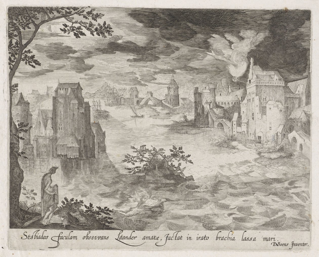 Hero en Leander Scener fra Ovids Metamorphoses (serietitel) af Anonymous