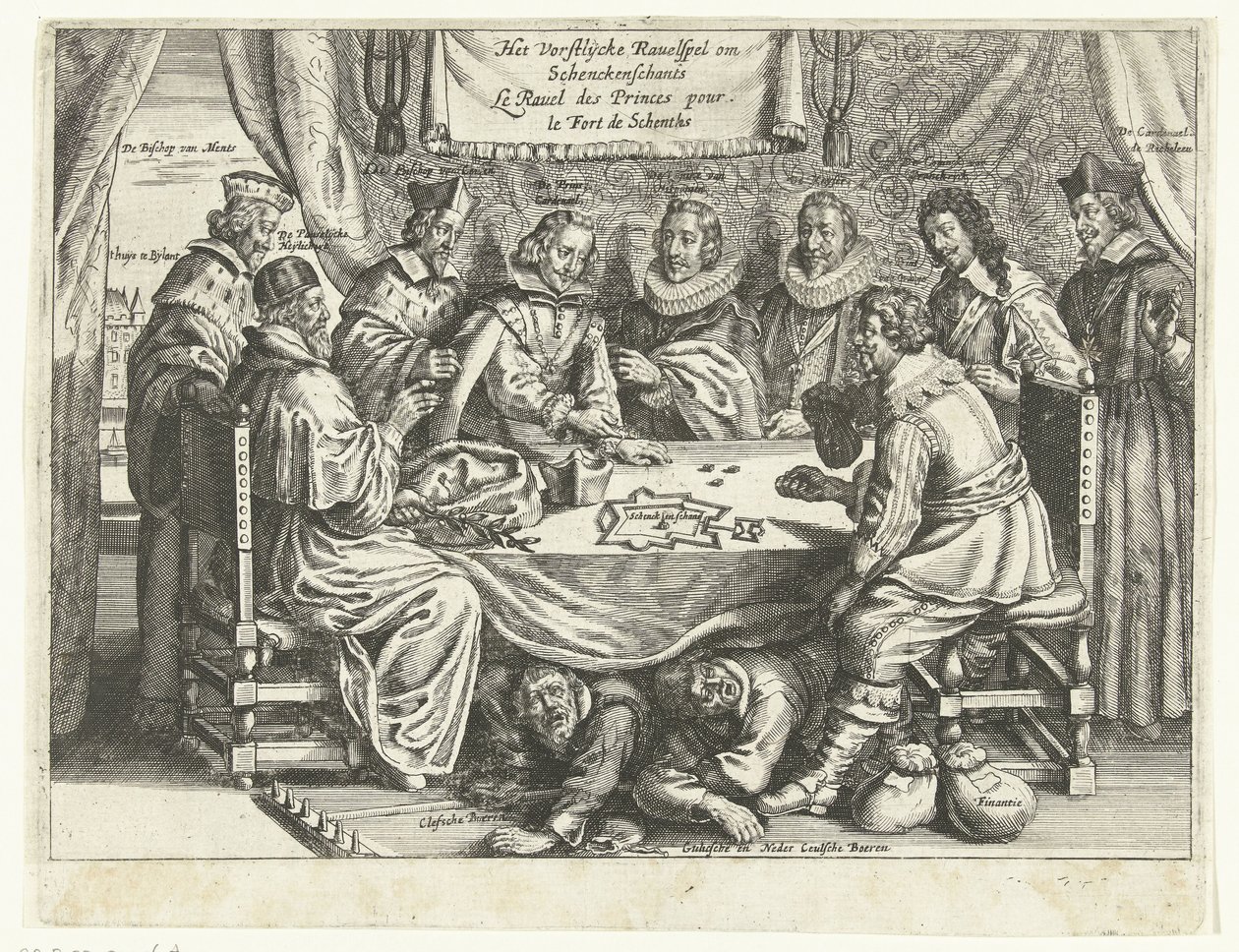 Spillet for Schenckenschans, 1635-1636 The Vorstelijcke Ravelspel om Schenckenschants / Le Ravel des Princes pour le Fort de Schentks (titel på objektet) af Anonymous