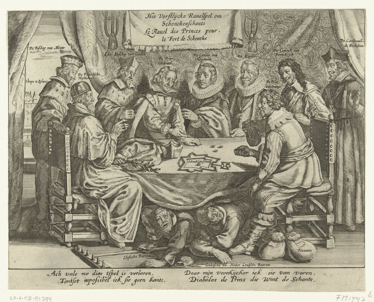 Spillet for Schenckenschans, 1635-1636 The Vorstelijcke Ravelspel om Schenckenschants / Le Ravel des Princes pour le Fort de Schentks (titel på objektet) af Anonymous