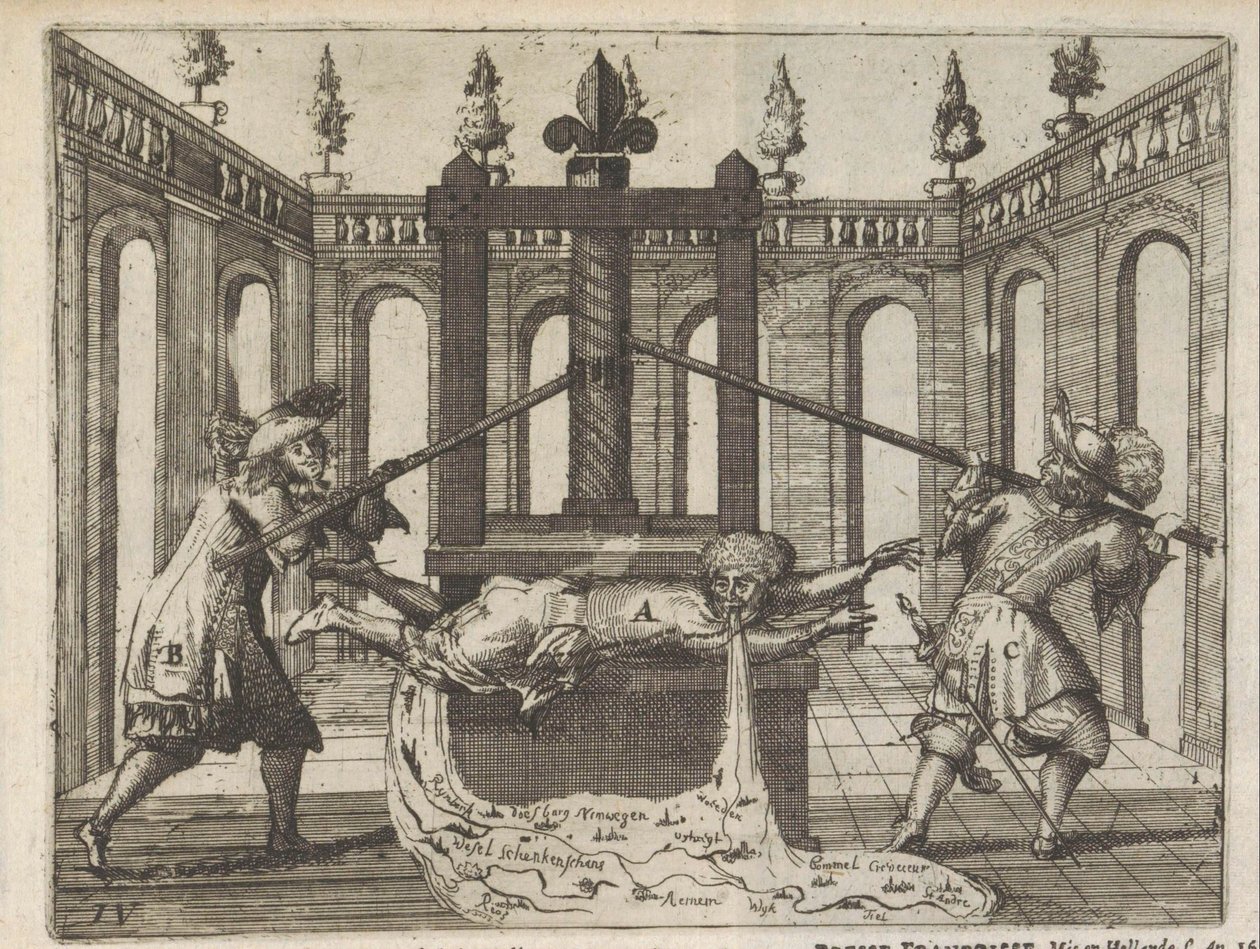 Holland i det franske trykkeri, 1672-1673 Frankrig Druck-Pers, Gestelt i Hollant 1672 og 1673 / Presse Francoisse Mis en Hollande l