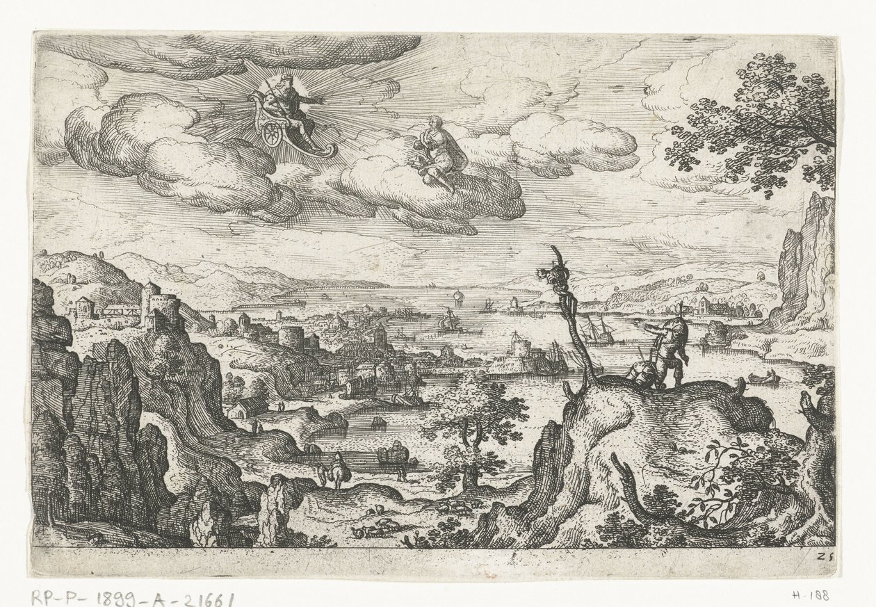 Jupiter i sin vogn og en anden Gud Landskaber med mytologiske og bibelske scener (serietitel) af Anonymous