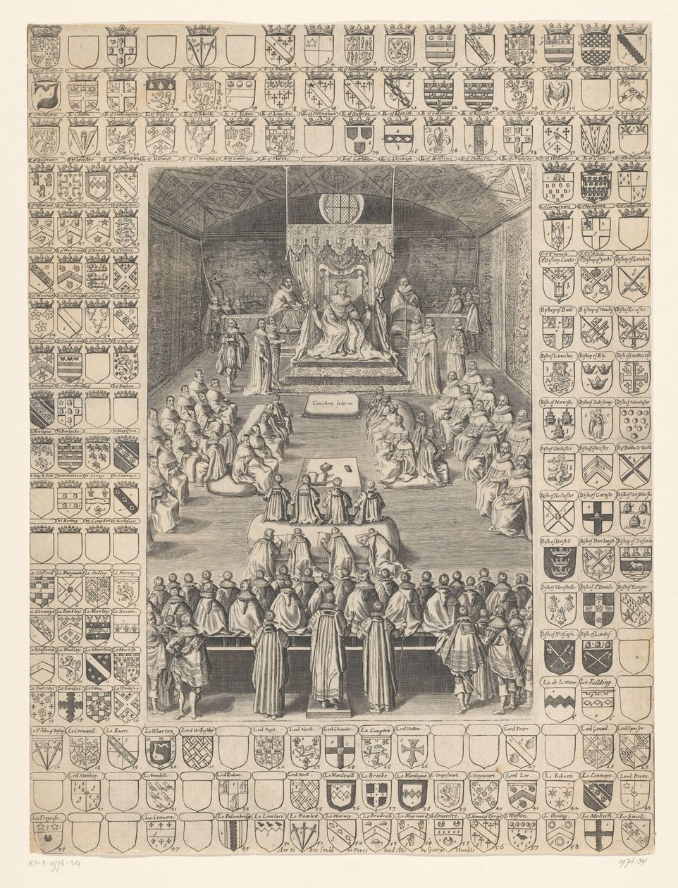 Charles I åbner parlamentets session, 1628 af Anonymous