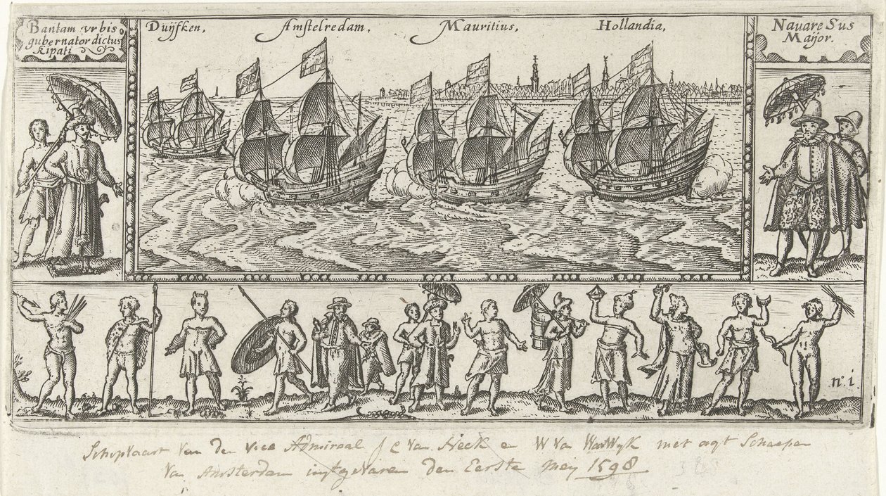 Kopi efter det originale titeltryk til Houtmans Journael vande reyse der Hollandtsche ships ghedaen in Oostelijk,1598 af Anonymous