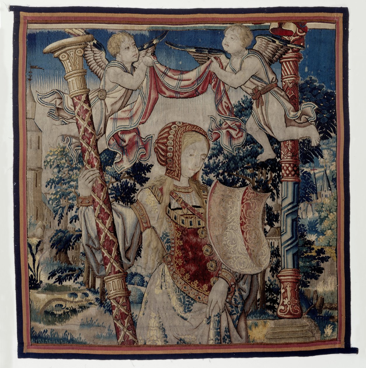 Kyskhed med to putti, fragment fra kyskhedens triumf over kærligheden The Triumphs of Petrarch (serietitel) af Anonymous