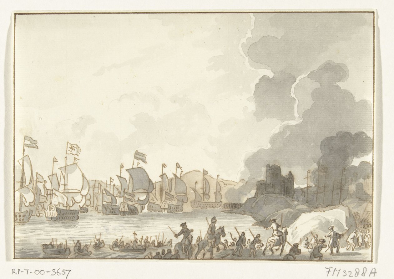 Landgang af den engelske og hollandske flåde ved Cadiz, 1702 af Anonymous