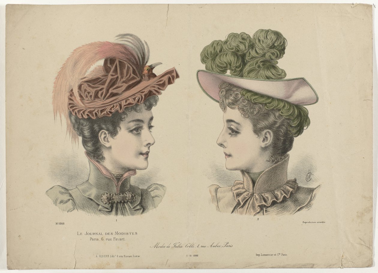 Le Journal des Modistes, 1-11-1892, nr. 1916: Modes de Julia Coll (...) af Anonymous