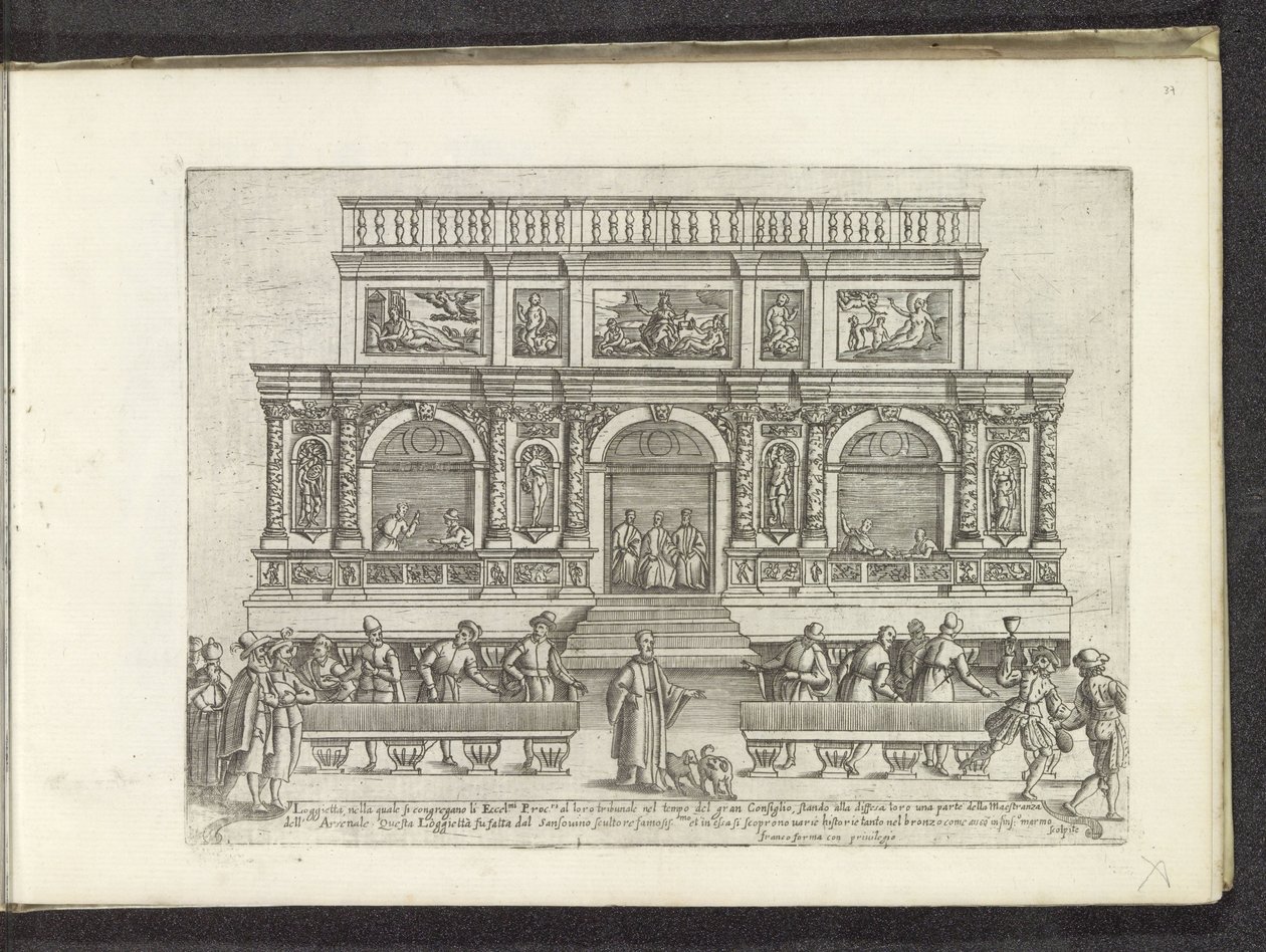 Loggetta del Sansovino på San Marcoplein i Venedig Scènes uit het Venetiaanse leven (serietitel) Habiti d