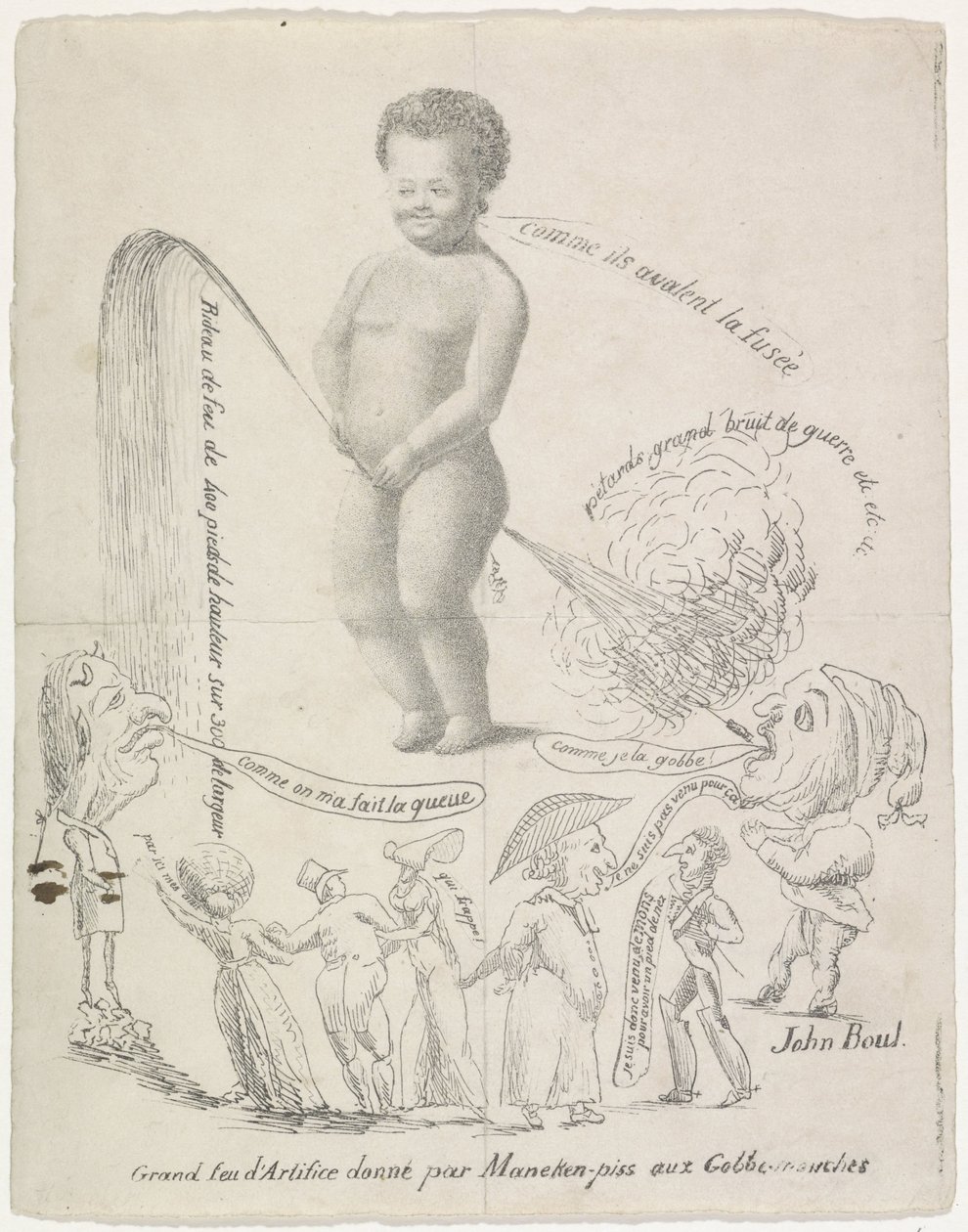 Manneken Pis leverer fyrværkeri, 1820 Grand feu d