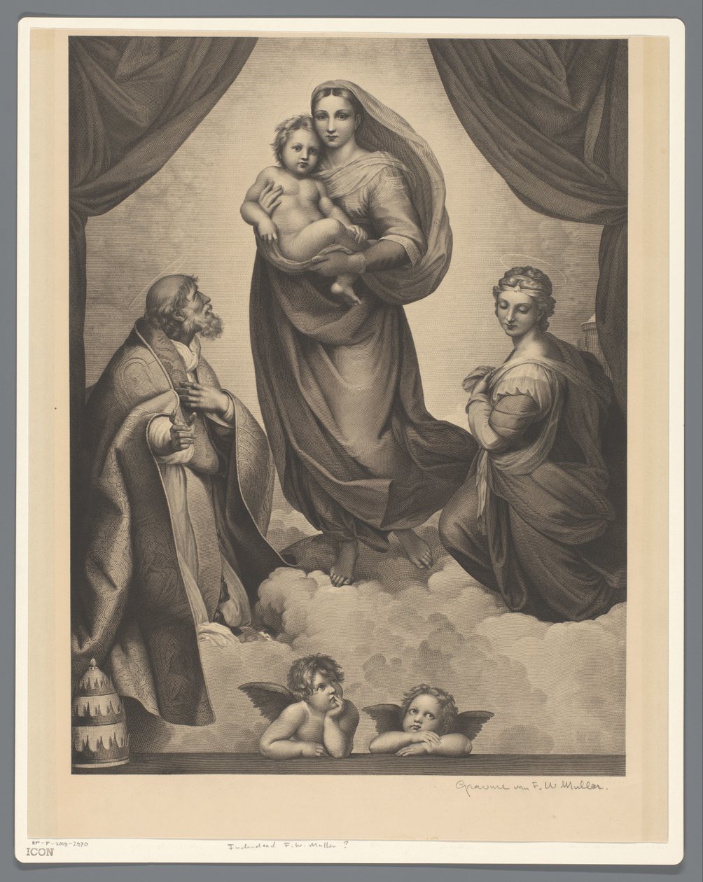 Mary og Barn med H. Sixtus og H. Barbara Sixtinske Madonna af Anonymous