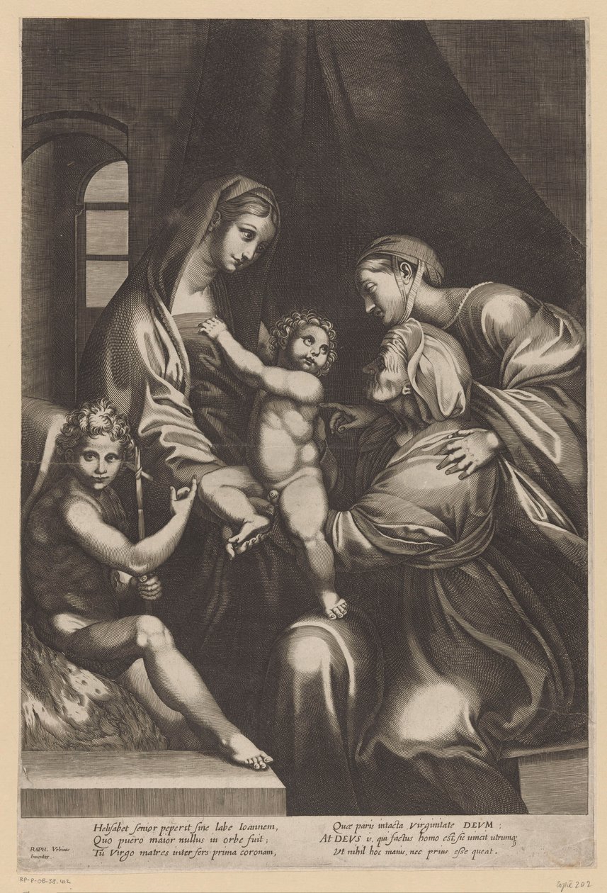 Maria med barnet og Elizabeth, Catherine og Johannes Døberen af Anonymous