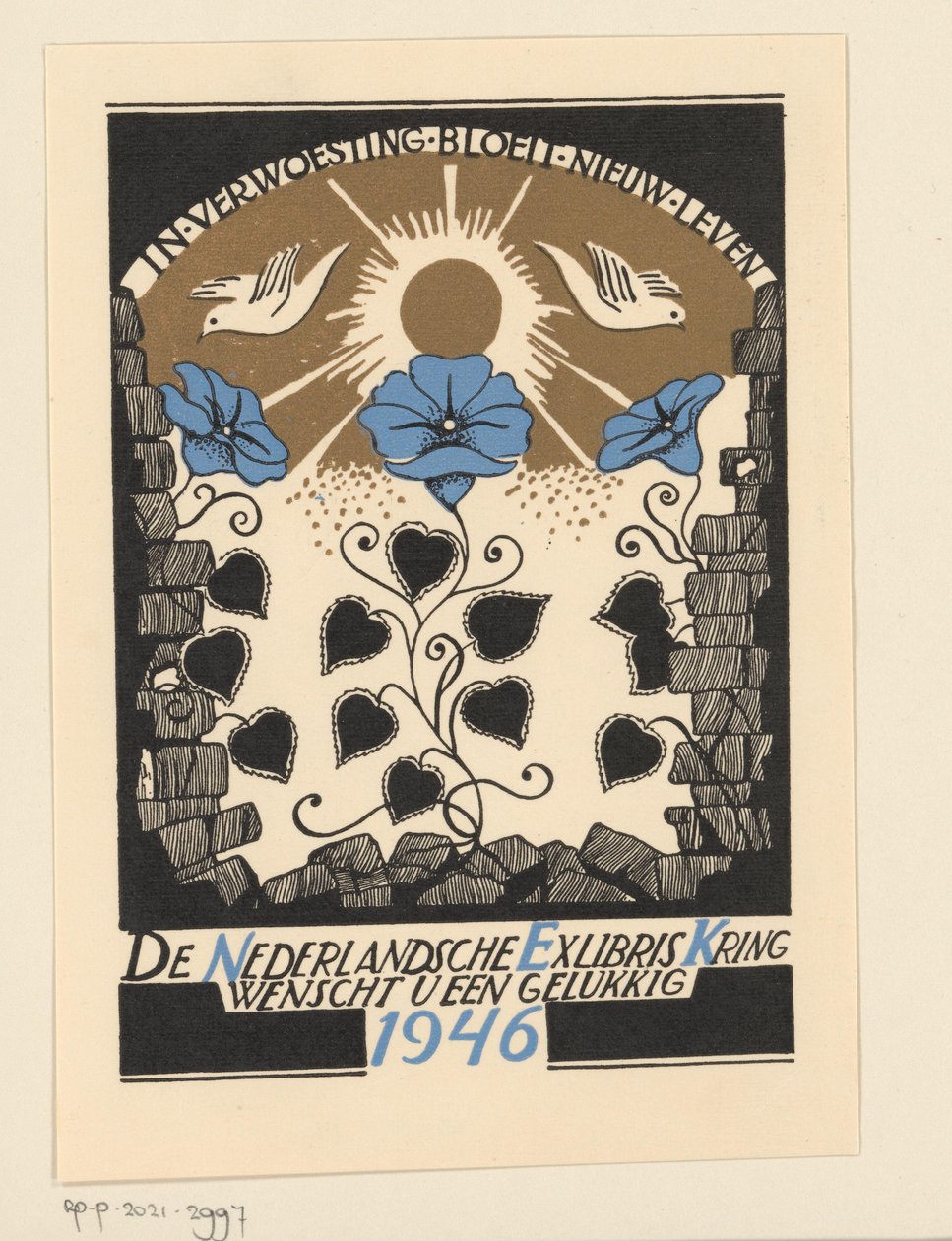 Nytårsønske for 1946 fra den hollandske Exlibris Circle af Anonymous