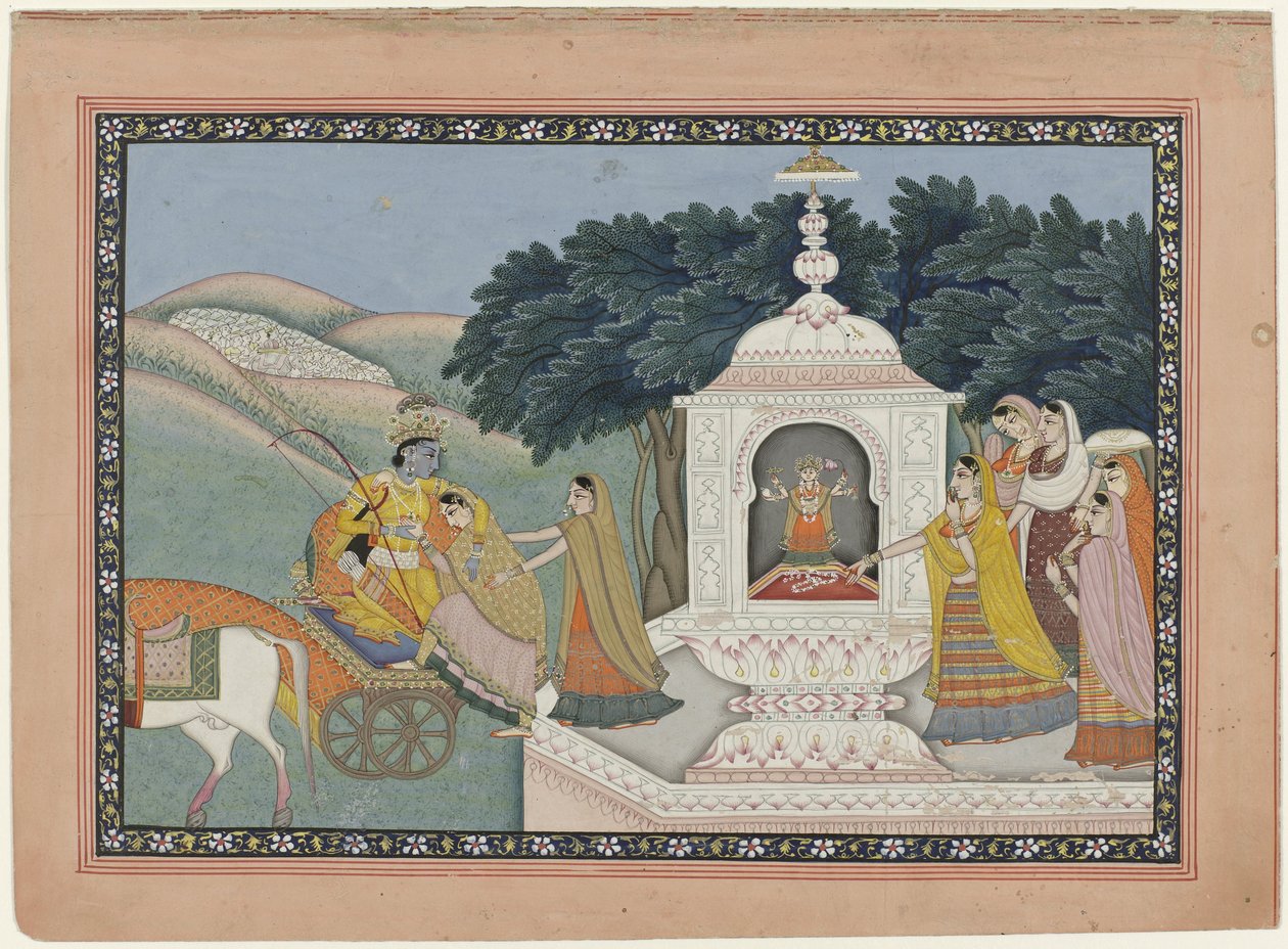 Bortførelse af Rukmini af Krishna af Anonymous
