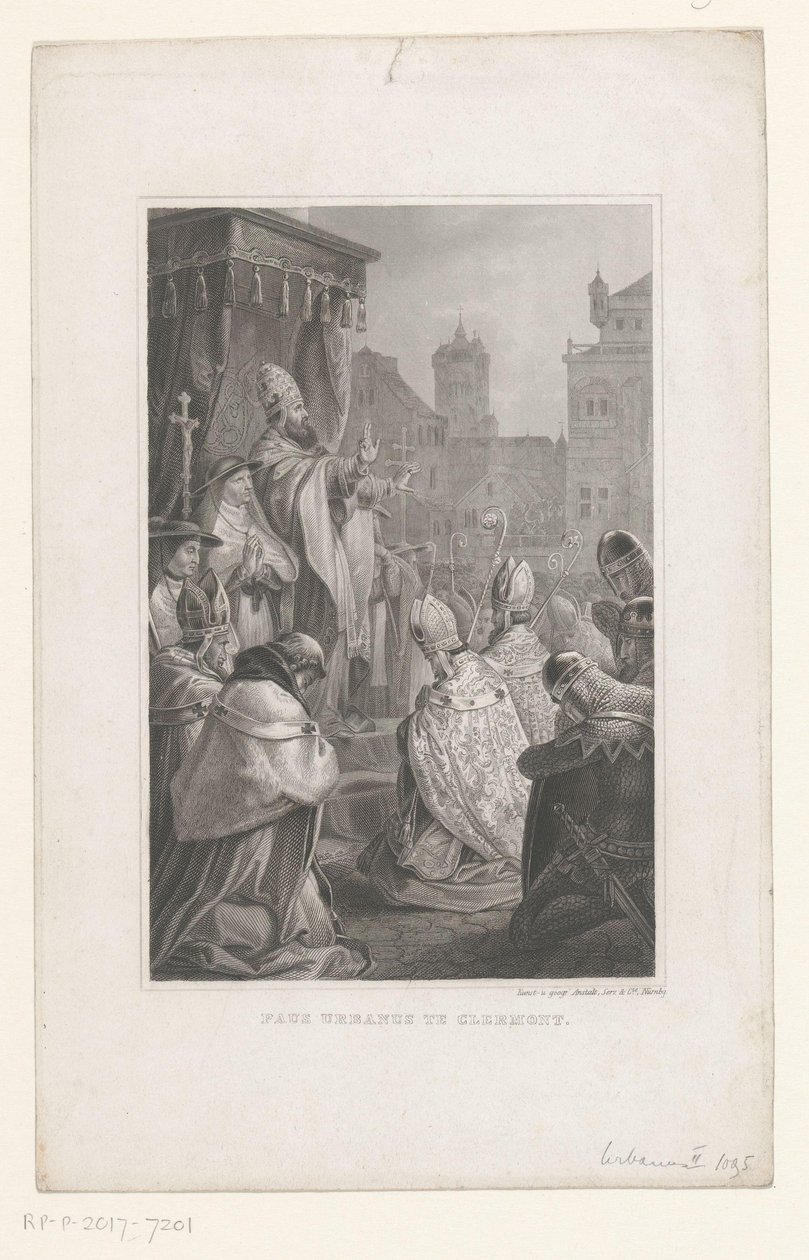 Paus Urbanus II te Clermont-Ferrand, 1095 Paus Urbanus te Clermont (titel på objekt) af Anonymous