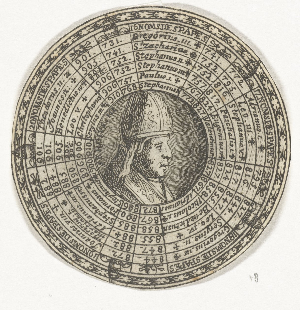 Medalje med portrættet af pave Sergius III og pavernes navne af Anonymous