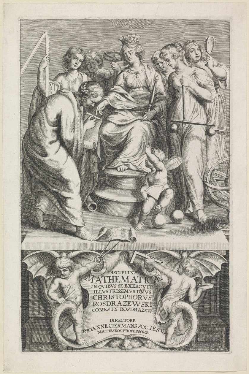 Personificering van de Wiskunde Titelside for: Christophorus Rosdrazewski, Mathematical Disciplines, [1640-1648] af Anonymous