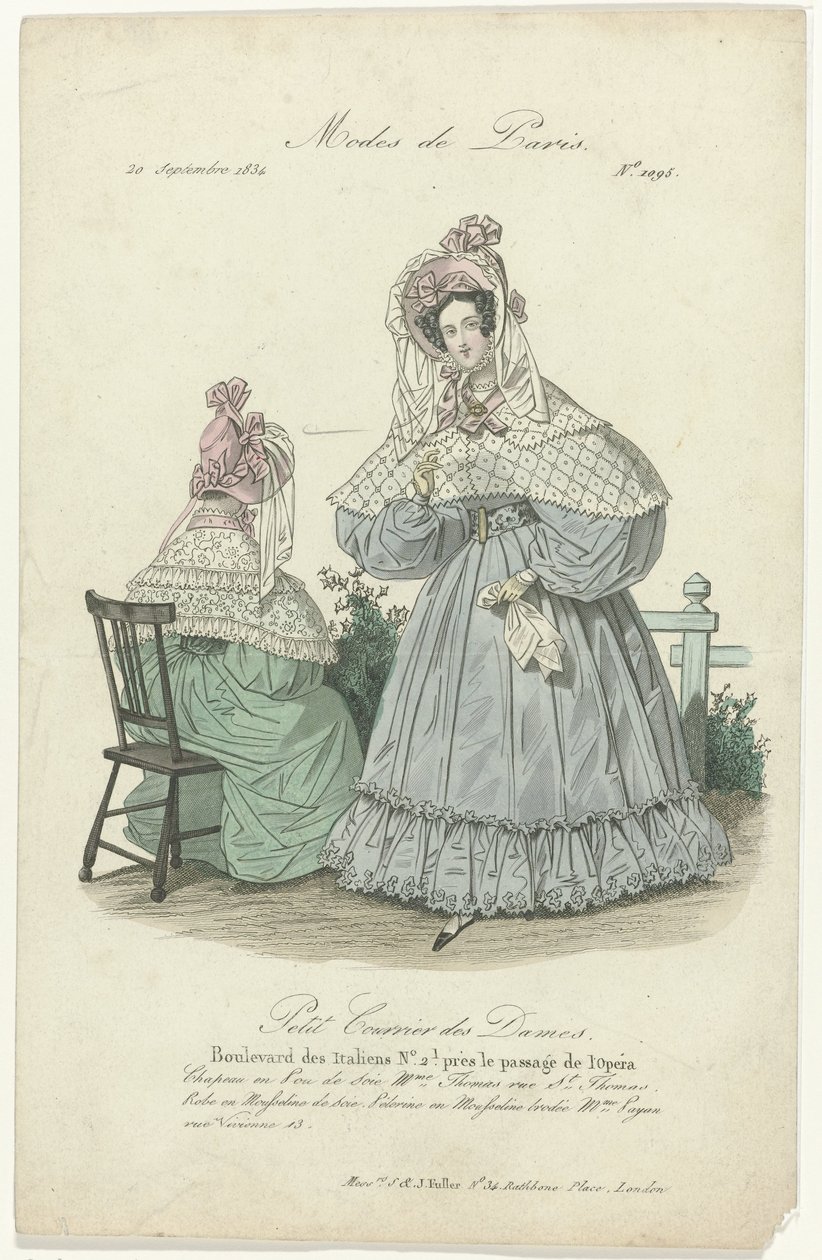 Petit Courrier des Dames, 20. september 1834, nr. 1095: Hat i Pou de Soi (...) af Anonymous