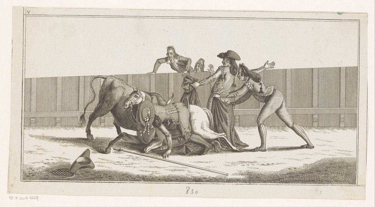 Picador faldt af sin hest Coleccion de las principales suertes de una corrida de toros (serietitel på objekt) Samling af de vigtigste tyrefægtningsmanøvrer (serietitel) af Anonymous