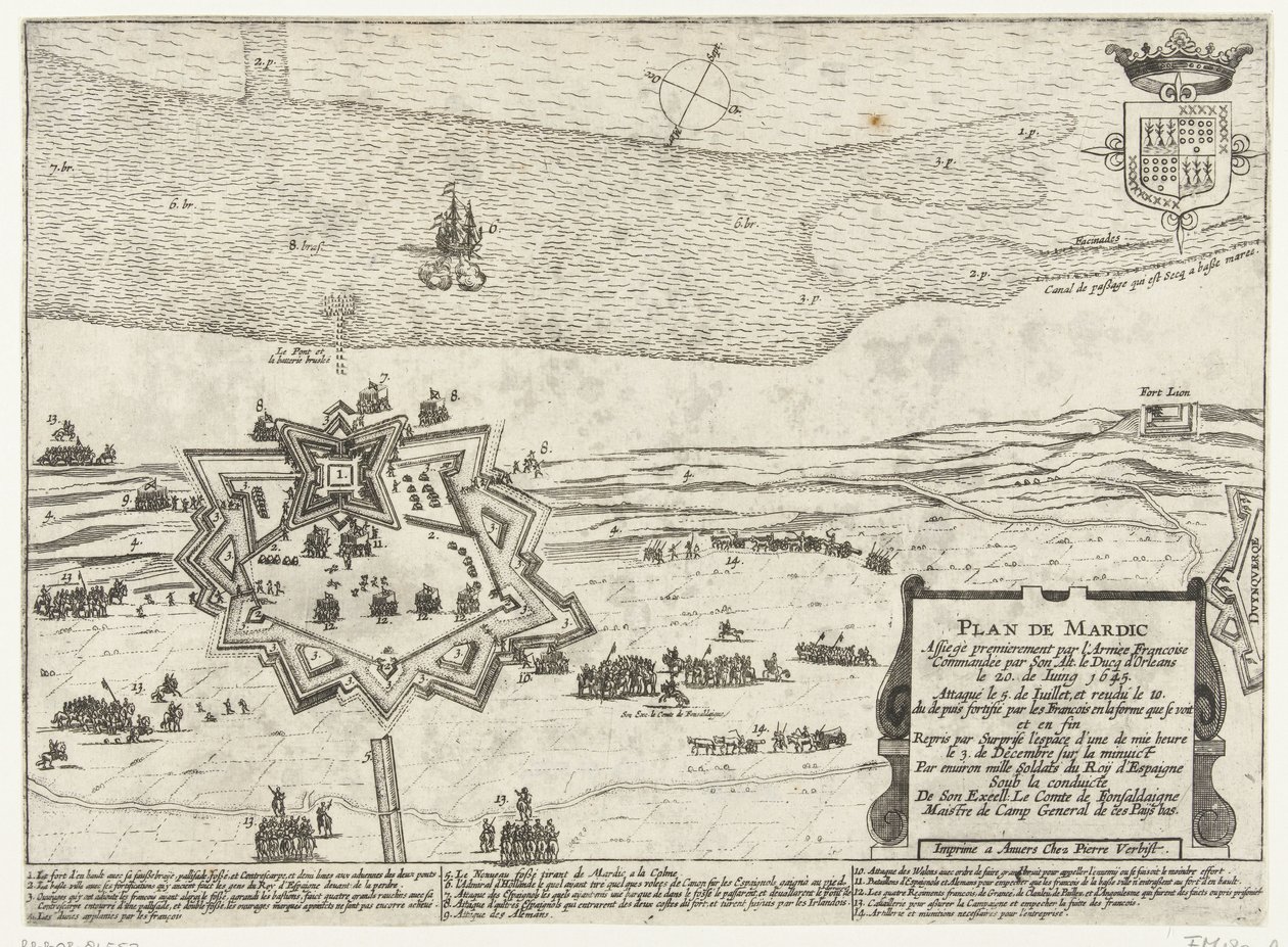 Kort over Fort Mardijk, 1645 Planlæg Mardic (titel på objekt) af Anonymous