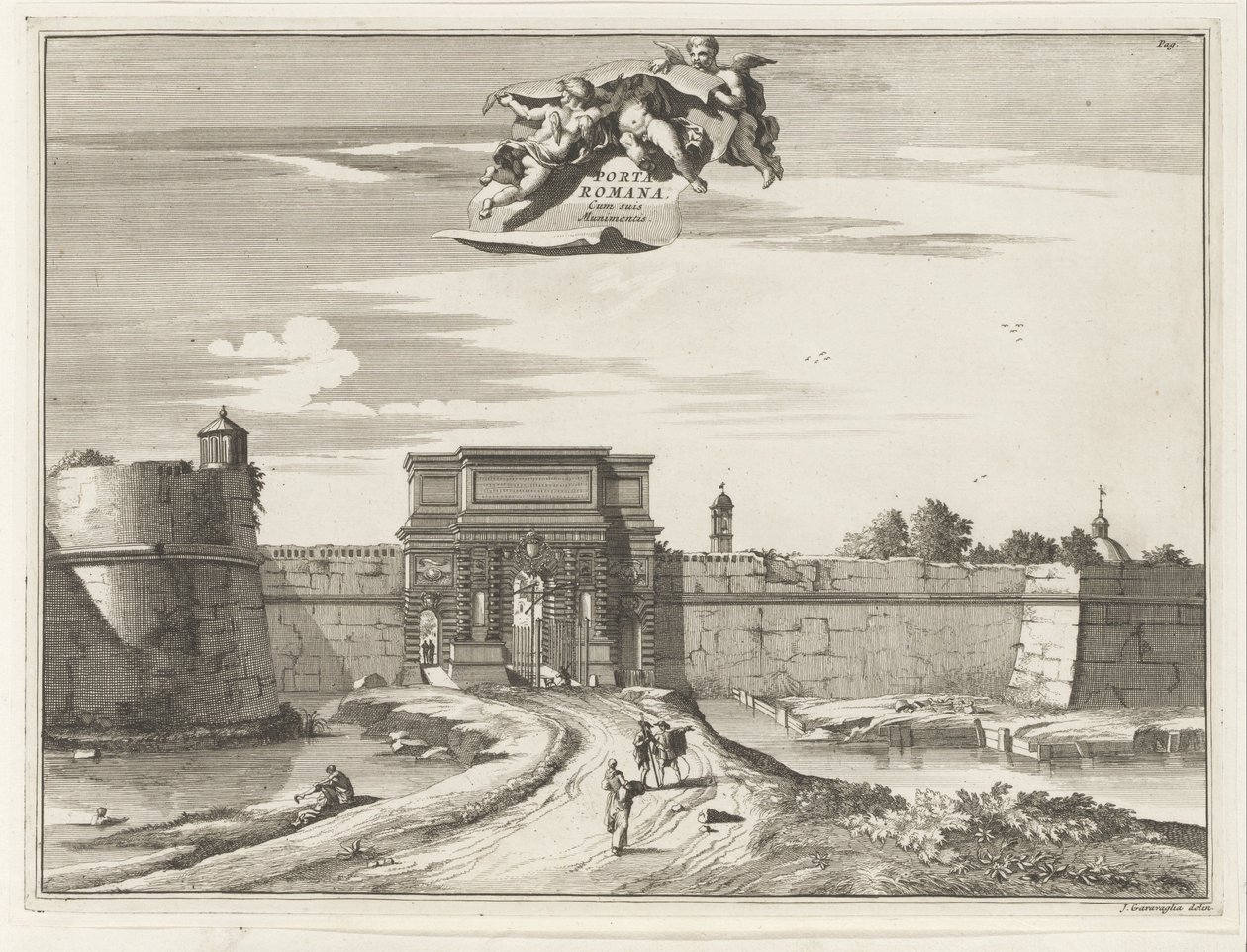 Porta Romana i Milano Porta Romana cum suis Muninentis (titel på objektet) Magesyn der Italiaense bygninger (serietitel) af Anonymous