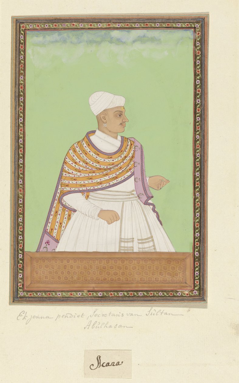 Portræt af Akanna Pandit, opwriter af kongen (Shahnawis-i Kull) i domænet af Sultan Abul Hasan af Anonymous