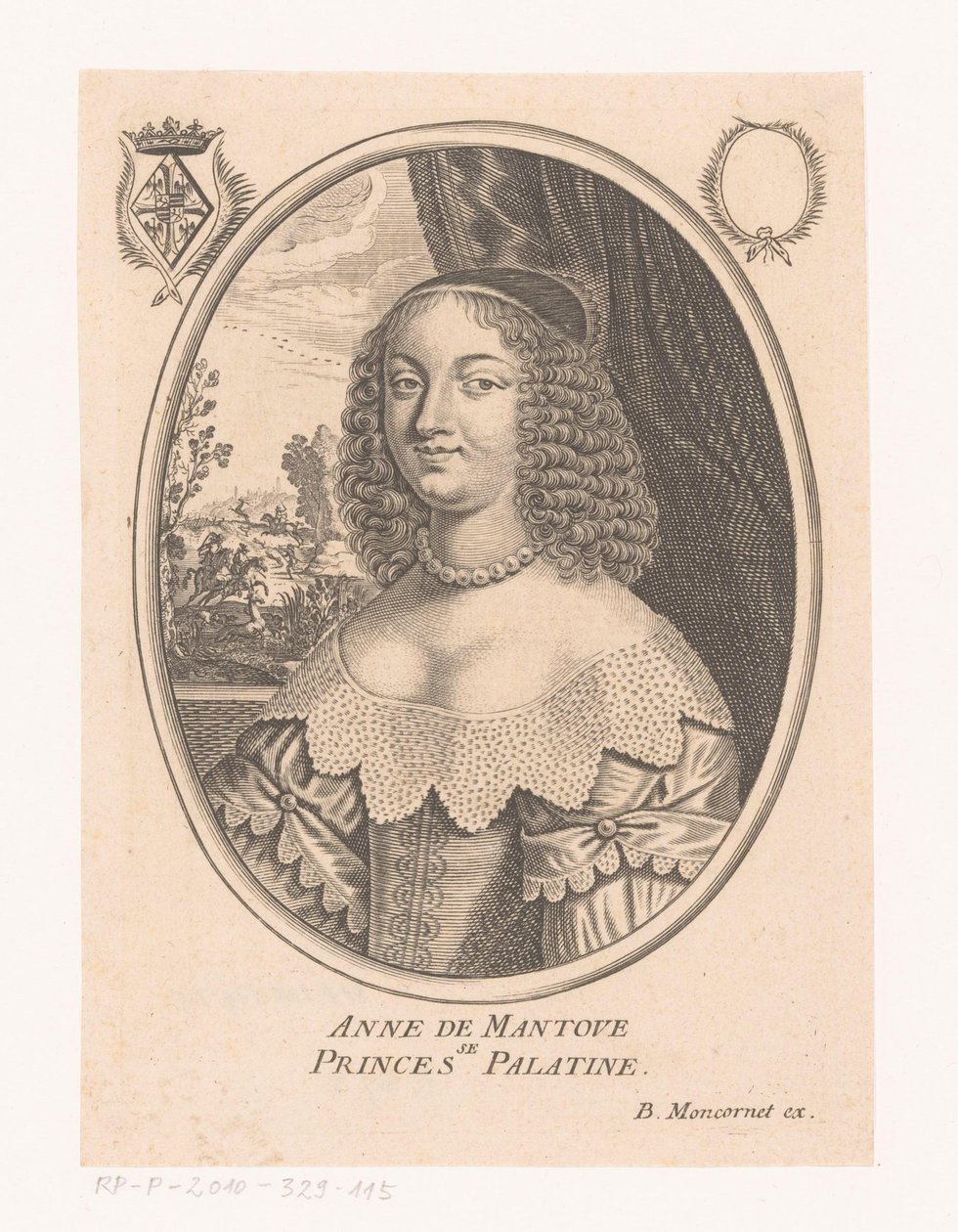 Portret af Anne Gonzaga Anne de Mantove, prinsesse Palatine (titel på objektet) af Anonymous