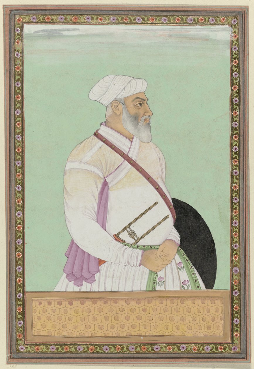 Portræt af Dalil-khan, storvesir af Aurangzeb, har været guvernør (subagar) i Deccan-provinsen; han kommer fra Rohela Pathans af Anonymous
