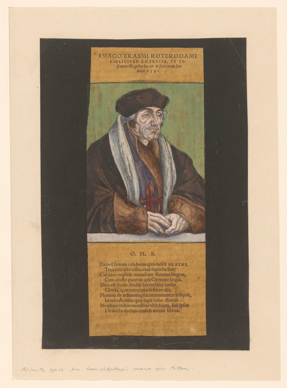 Portret af Desiderius Erasmus Billede af Erasmus af Rotterdam (titel på objekt) af Anonymous