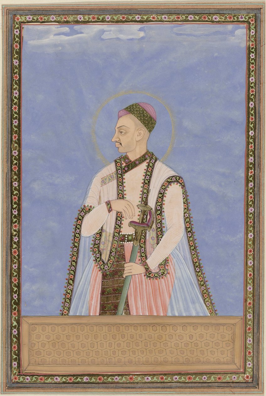 Portræt af Sultan Muhammad-Quli, søn af Muhammad-Quli Padsha; efter sin far regerede han over Golconda af Anonymous