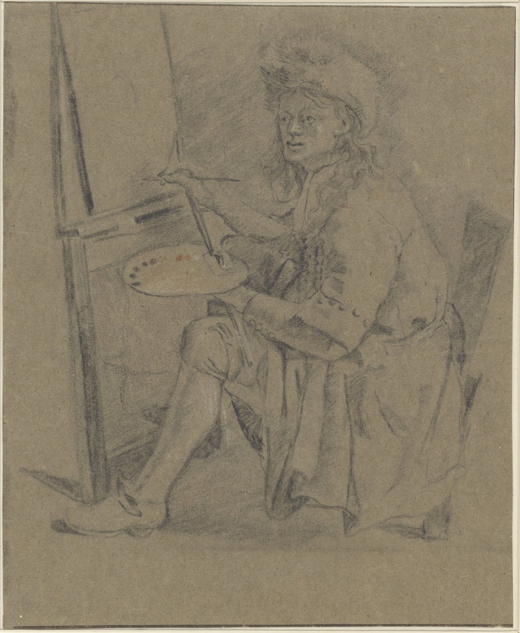 Portræt af Thomas Wijck, foran hans staffeli af Anonymous