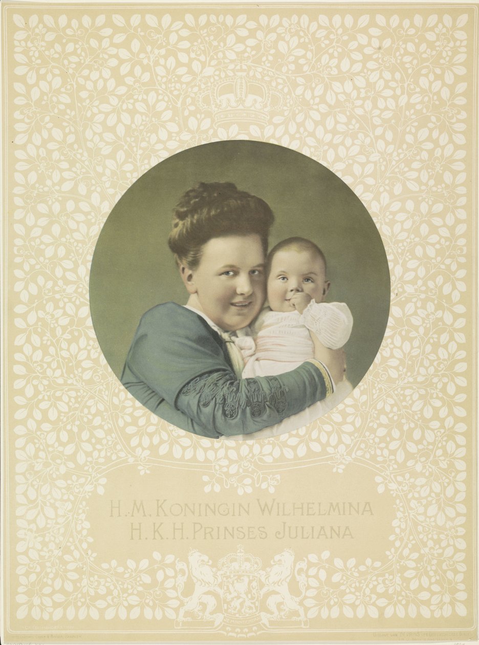 Portræt af Wilhelmina, dronning af Holland, og Juliana, dronning af Holland af Anonymous