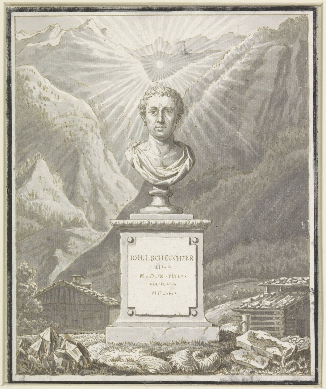 Portrætbuste af Johann Jakob Scheuchzer af Anonymous