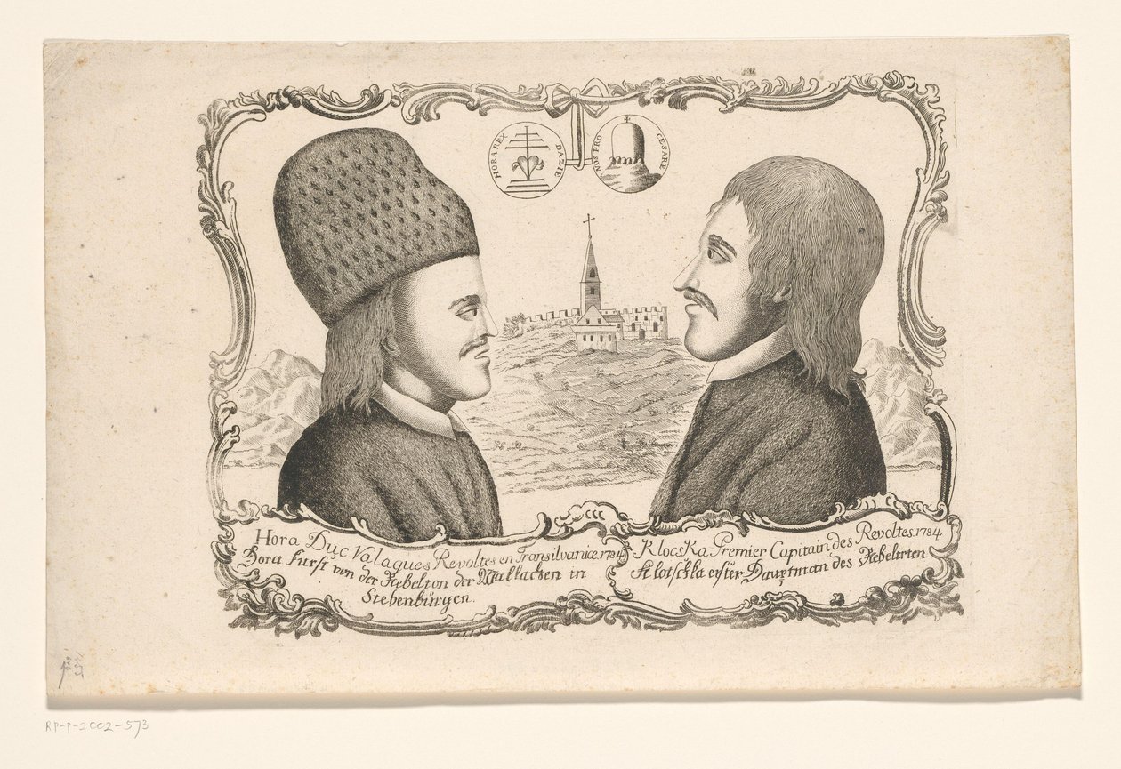 Portrætter af Vasile Ursu Nicola Horea og Ion Oargă Cloșca, ledere af oprøret i Transsylvanien, 1784 af Anonymous