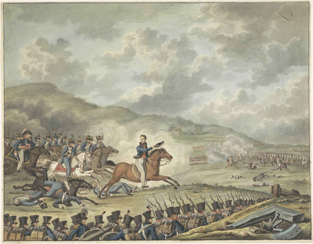 Prins af Orange ledede de hollandske tropper ved Quatre-Bras, 1815 af Anonymous