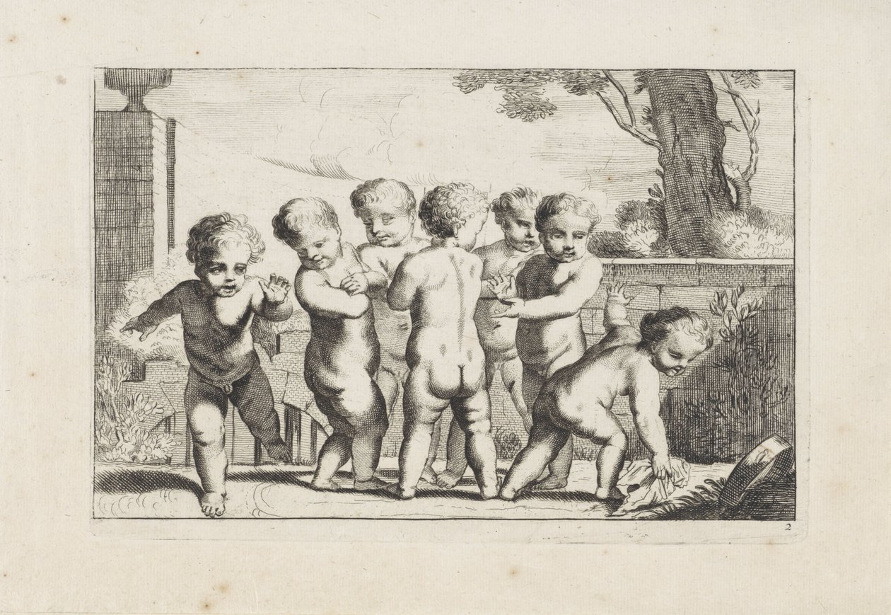 Leger putti lægger væv Spiller putti (serietitel) af Anonymous