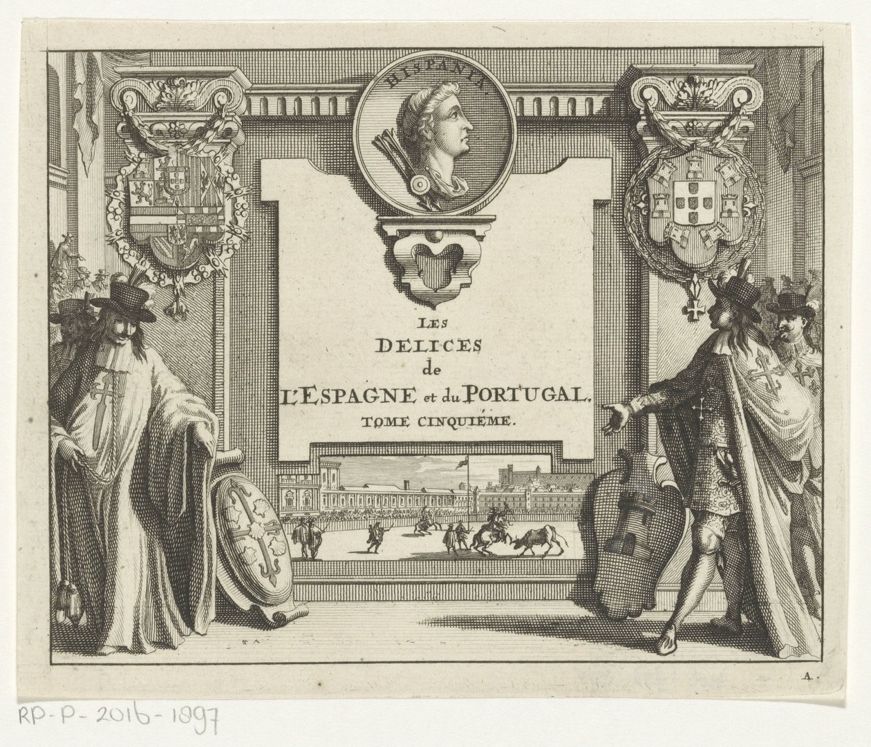 Riddere af spanske ordener med våbenskjolde Titelside for: Juan Alvarez de Colmenar, Les Delices de l