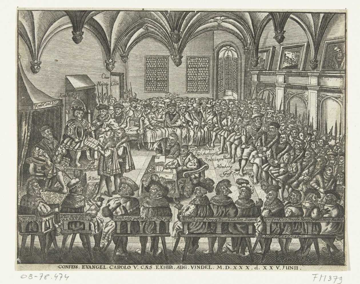 Diet af Augsburg, 1530 Tilståelse. Evangelium. Carolo V. Caes. Udstilling. aug. Findel. M.D.XXX. d. XXV. Junii (titel på objekt) af Anonymous