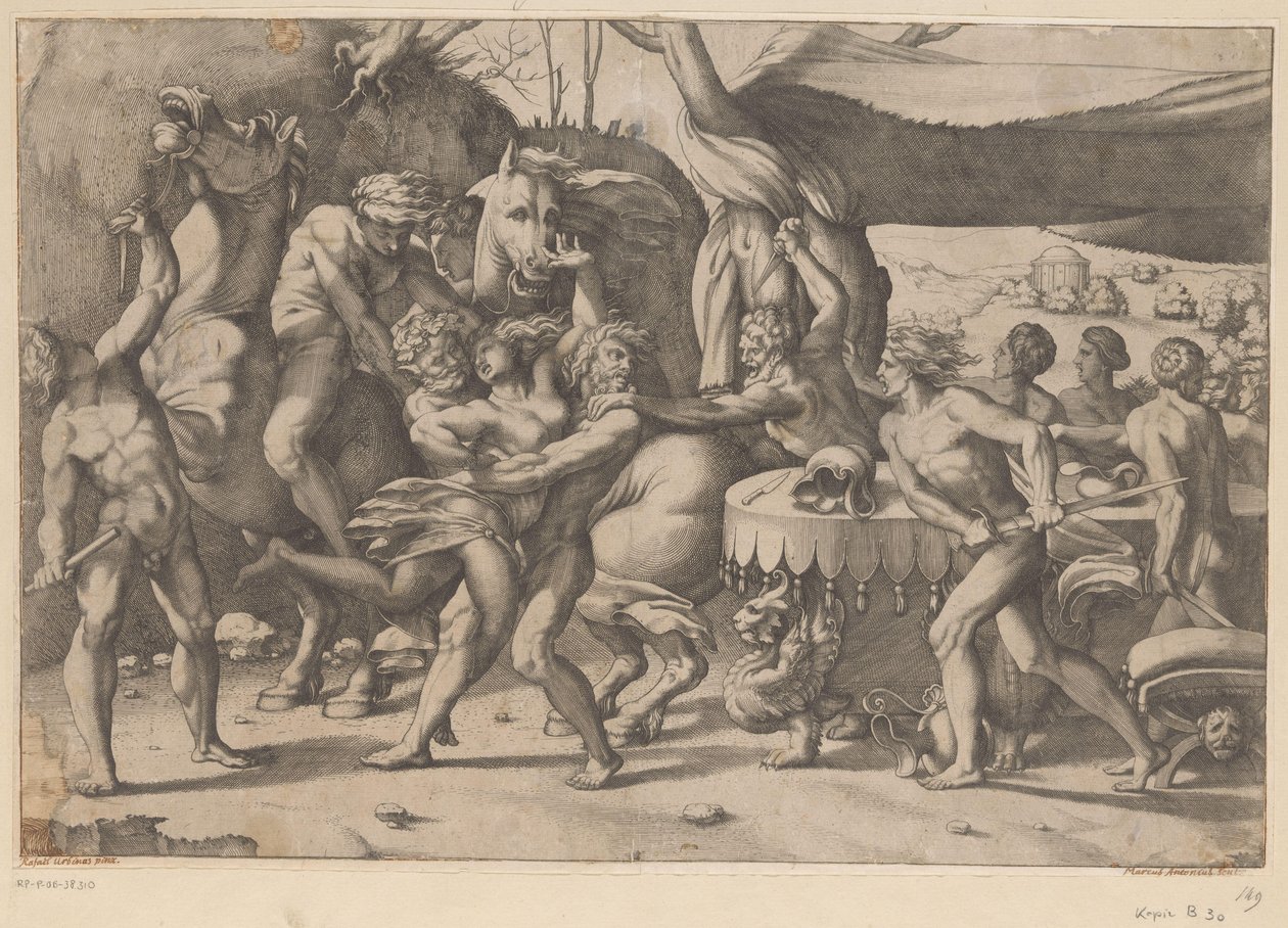 Røveri af en kvinde af mand og satyr Battle between the Lapiths and Centaurs (serietitel) af Anonymous