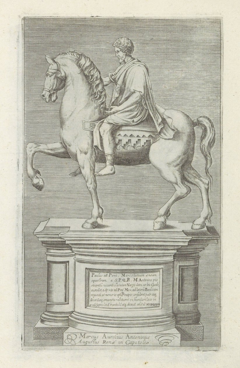 Ruiterstandbillede af Marcus Aurelius Antikke skulpturer i Rom (serietitel) Ikoner af de gamle statuer af byen Rom, som ses på offentlige steder (serietitel) af Anonymous