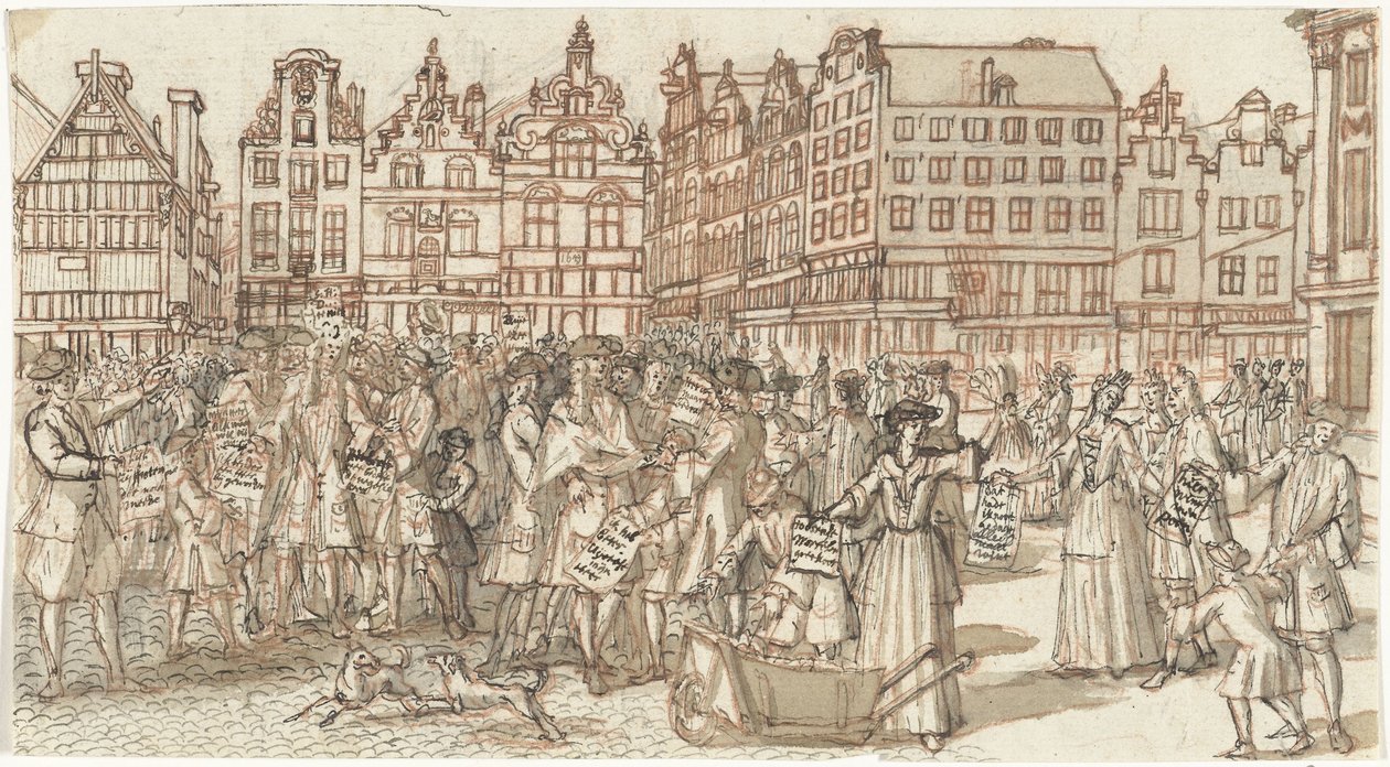 Kreditor og fattigmand, 1720 The Great Scene of Folly (serietitel) af Anonymous