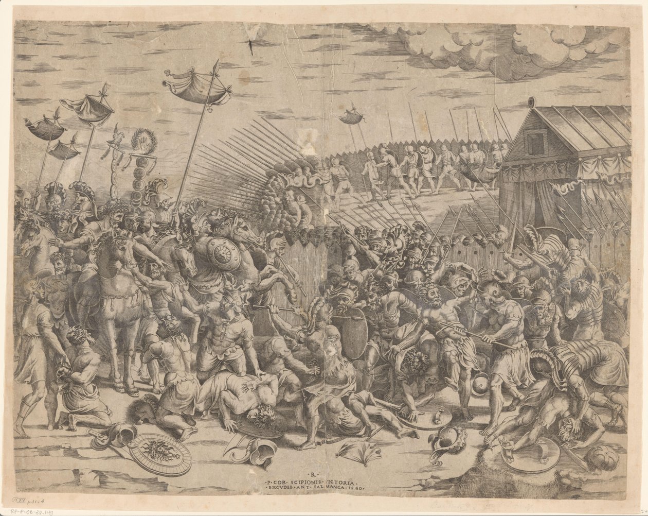 Scipio valt af karthagerne aan P. Cor. Victory of Scipio (titel på objekt) af Anonymous