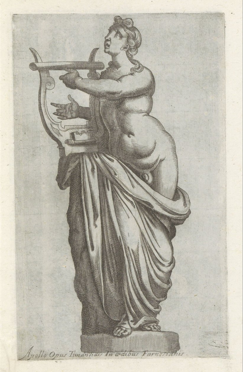 Skulptur af Apollo Apollo-værk af Timanlidis i det farnesiske palads (titel på objektet) Antikke skulpturer i Rom (serietitel) Ikoner af de gamle statuer af byen Rom, som ses på offentlige steder (serietitel) af Anonymous